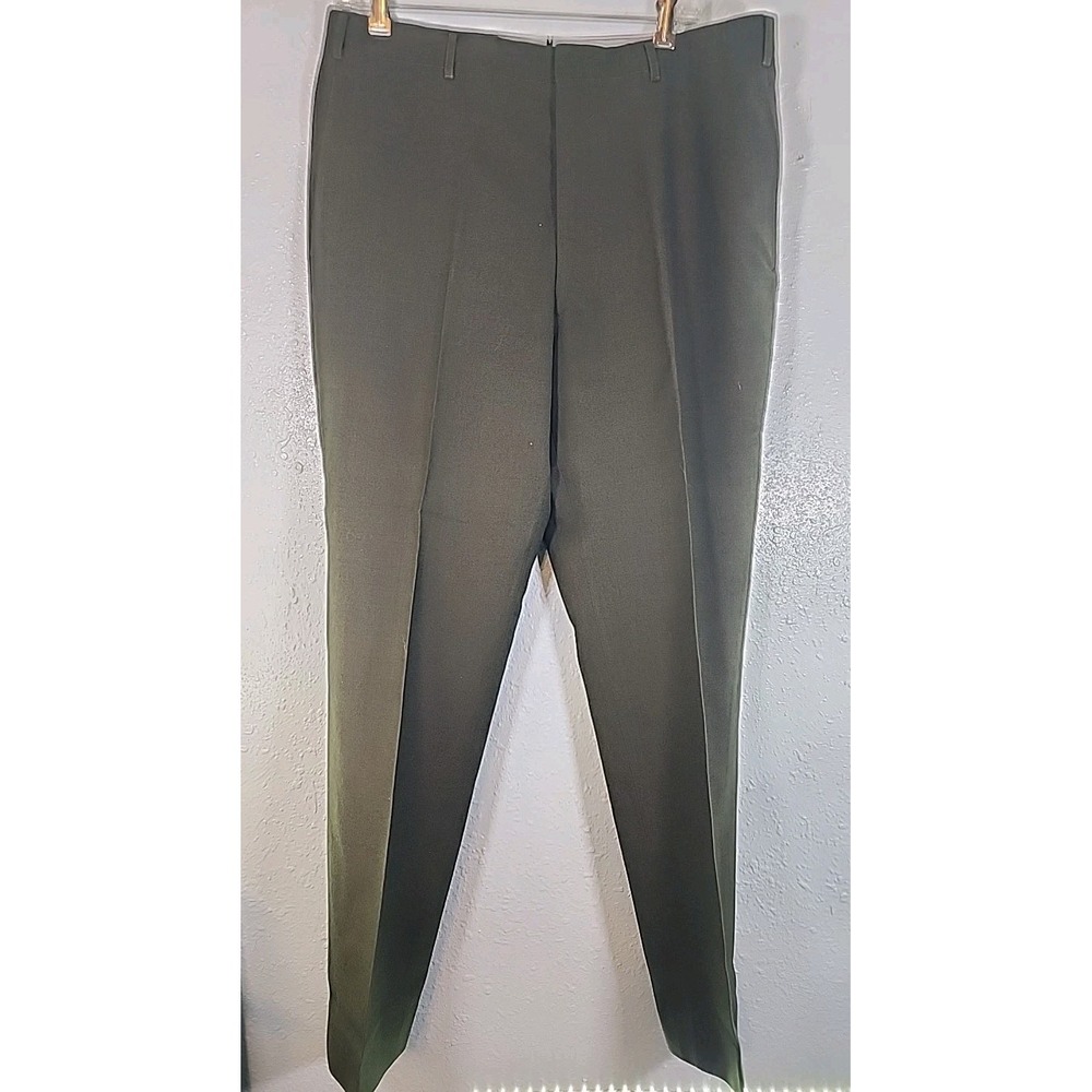 Vtg‎ 50s Mens Military Wool Pants 34x31 front  Drk green Custom Made Officers